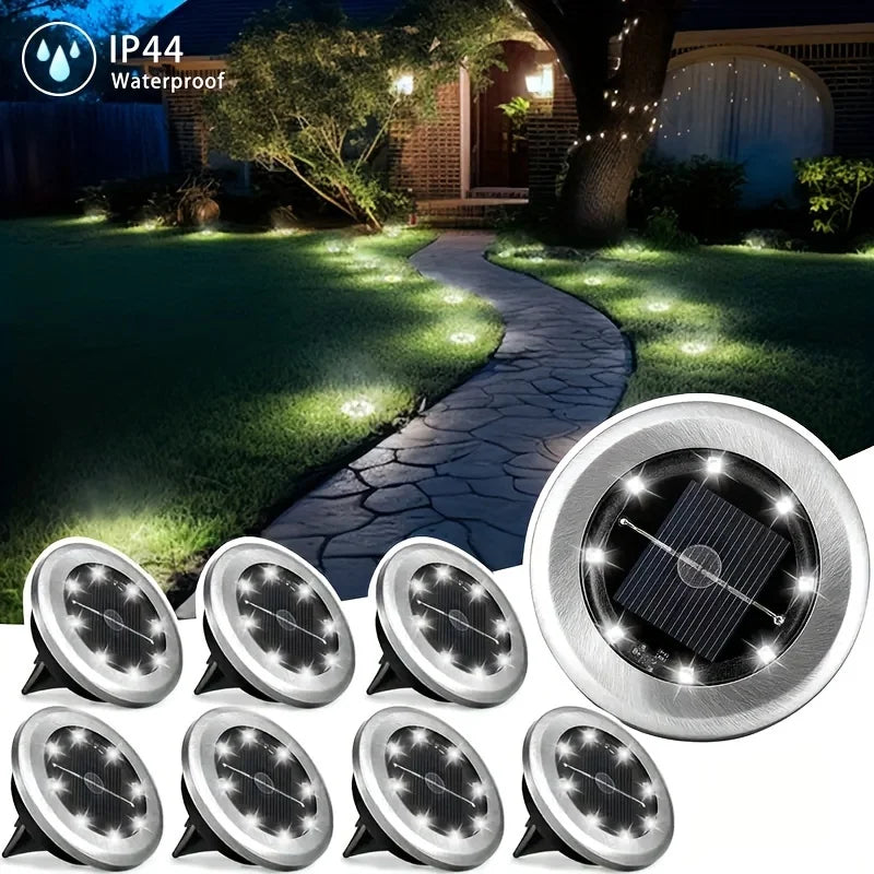 8 Outdoor LED Solar Disk Lights