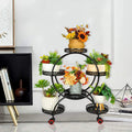 6-Pot Metal Plant Stand with Wheels Indoor/Outdoor