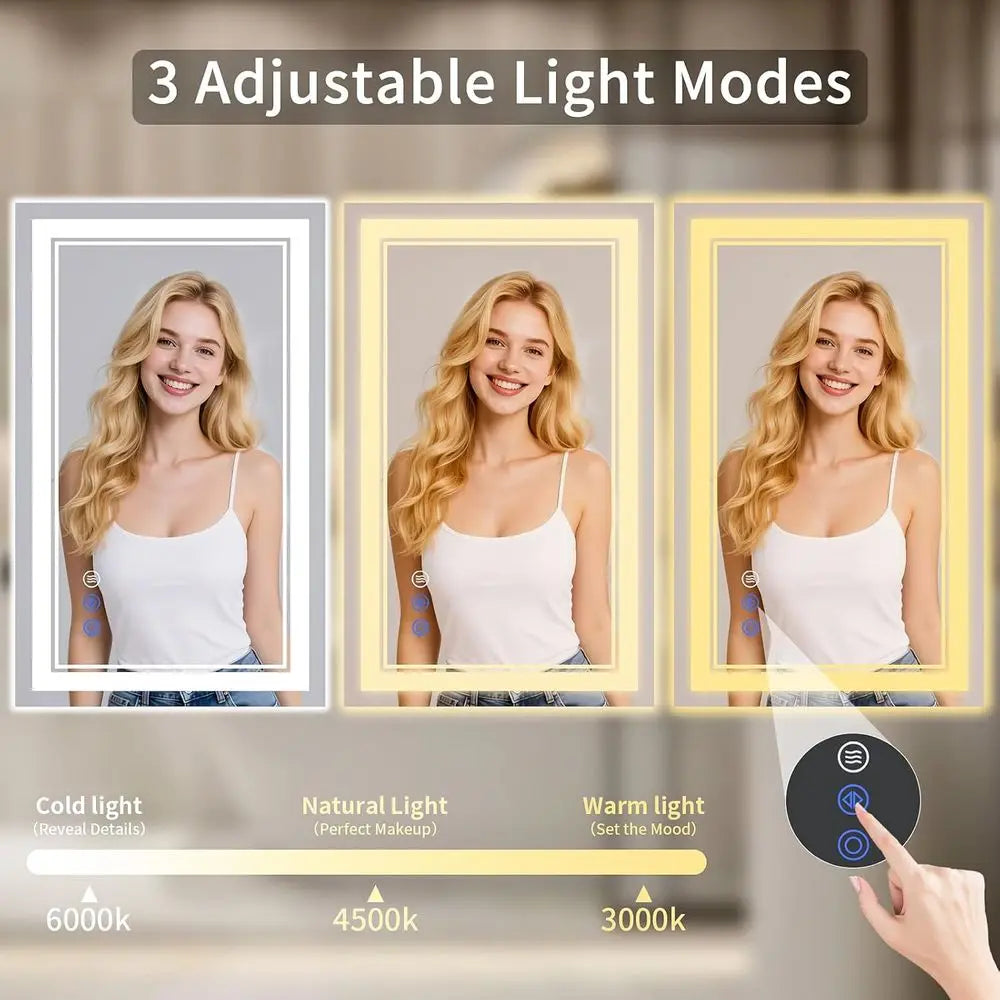 30"x40" Dimmable Anti-Fog Back & Front Lit LED Bathroom Mirror