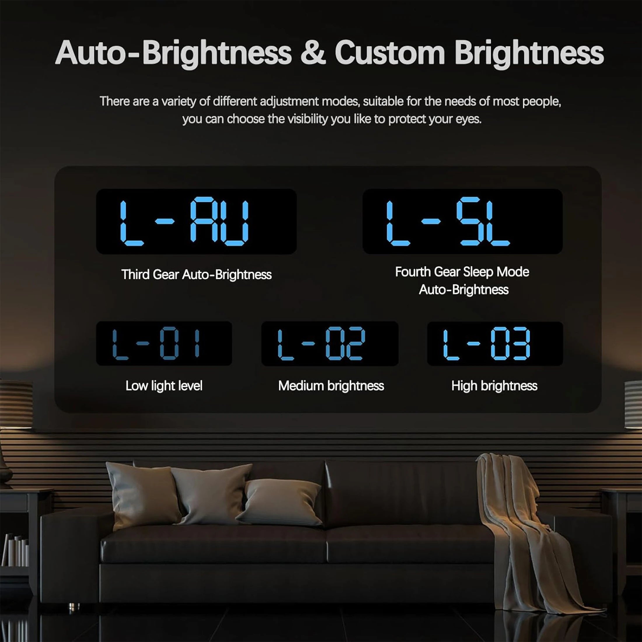 9" Digital LED Smart Wall Clock with Temperature & Humidity