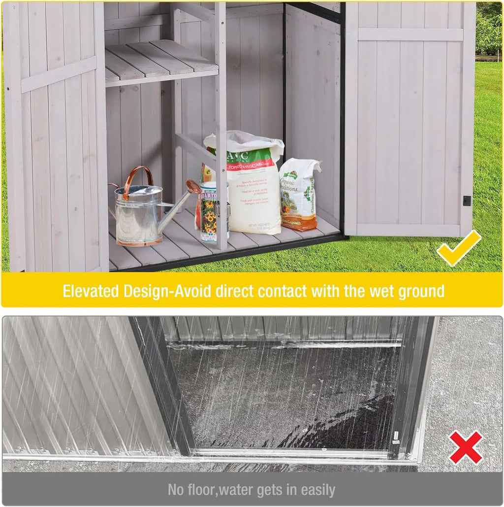RED Outdoor Wooden Tool Storage Shed  Shed with Waterproof Roof