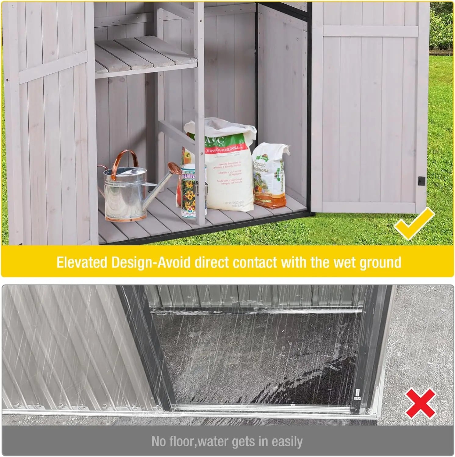 RED Outdoor Wooden Tool Storage Shed  Shed with Waterproof Roof