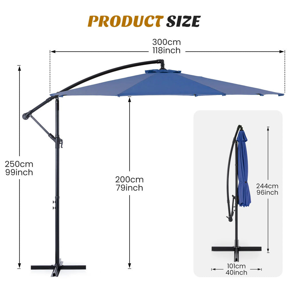 10' Outdoor Patio Umbrella with Hanging Cantilever