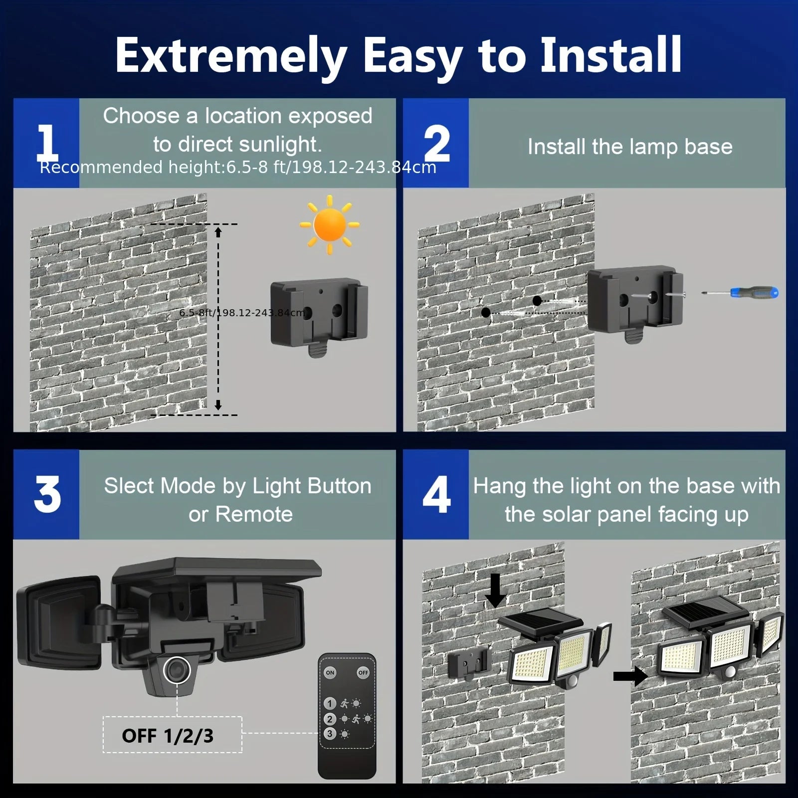 3-Pack Outdoor Motion Sensor Solar Lights