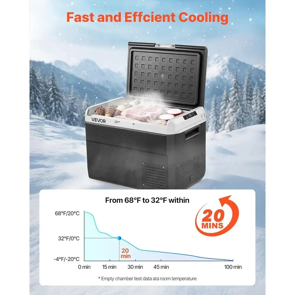 Portable 50L Car Refrigerator, 12/24V DC &amp; 100-240V AC, Adjustable Temp -4℉ to 68℉, Ideal for Outdoors, Camping, Travel, RV