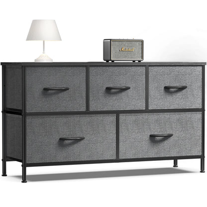 Multi-Purpose Dresser or Buffet with 5 Fabric Drawers