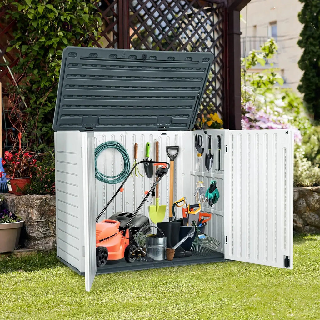 RED  39" Outdoor High Resin Lockable Waterproof Storage Shed