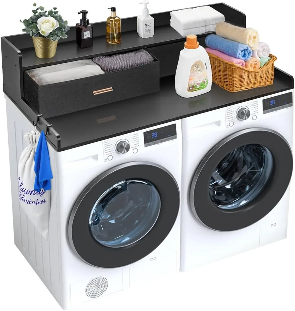 2-Drawer 54" x 27" Wooden Laundry Countertop with Shelf