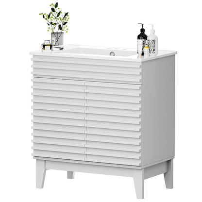 30" Freestanding Bathroom Vanity  with Ceramic Sink &amp; Soft Close Doors