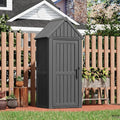 Red Outdoor Waterproof Resin Storage Shed with Removable Shelves & Reinforced Floor