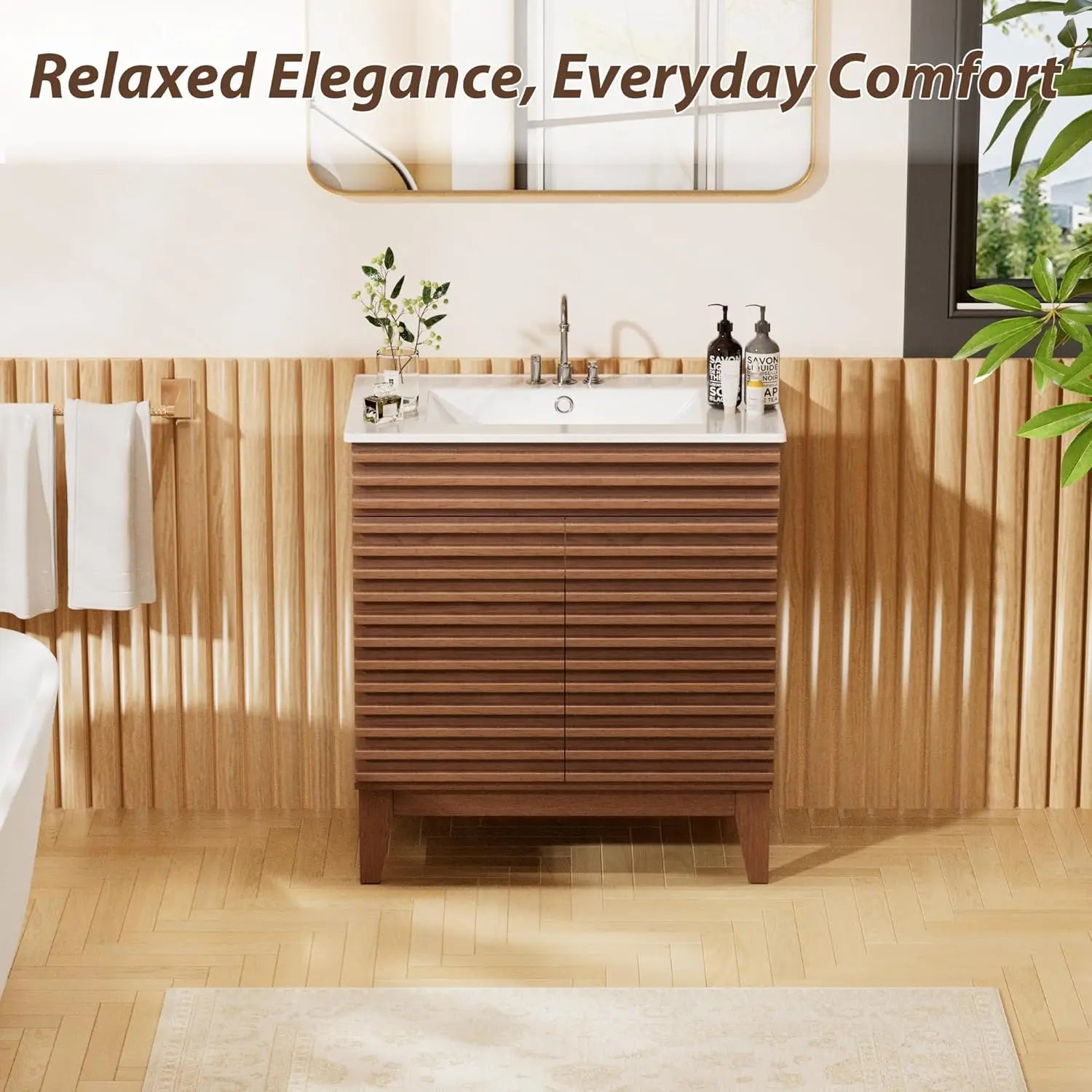 30" Freestanding Bathroom Vanity  with Ceramic Sink &amp; Soft Close Doors
