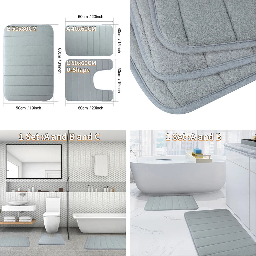 Super Absorbent Non-Slip Bath Mat with Memory Foam