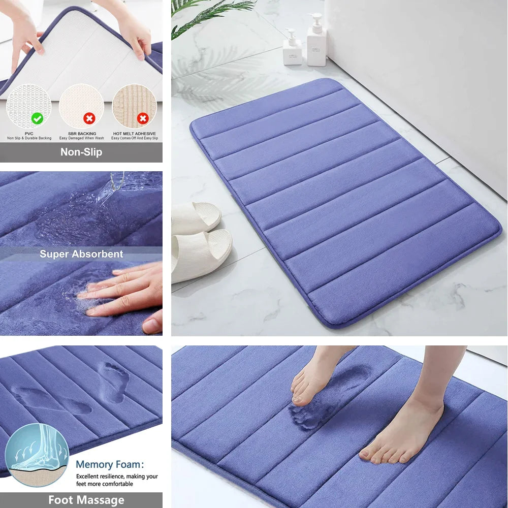 Super Absorbent Non-Slip Bath Mat with Memory Foam