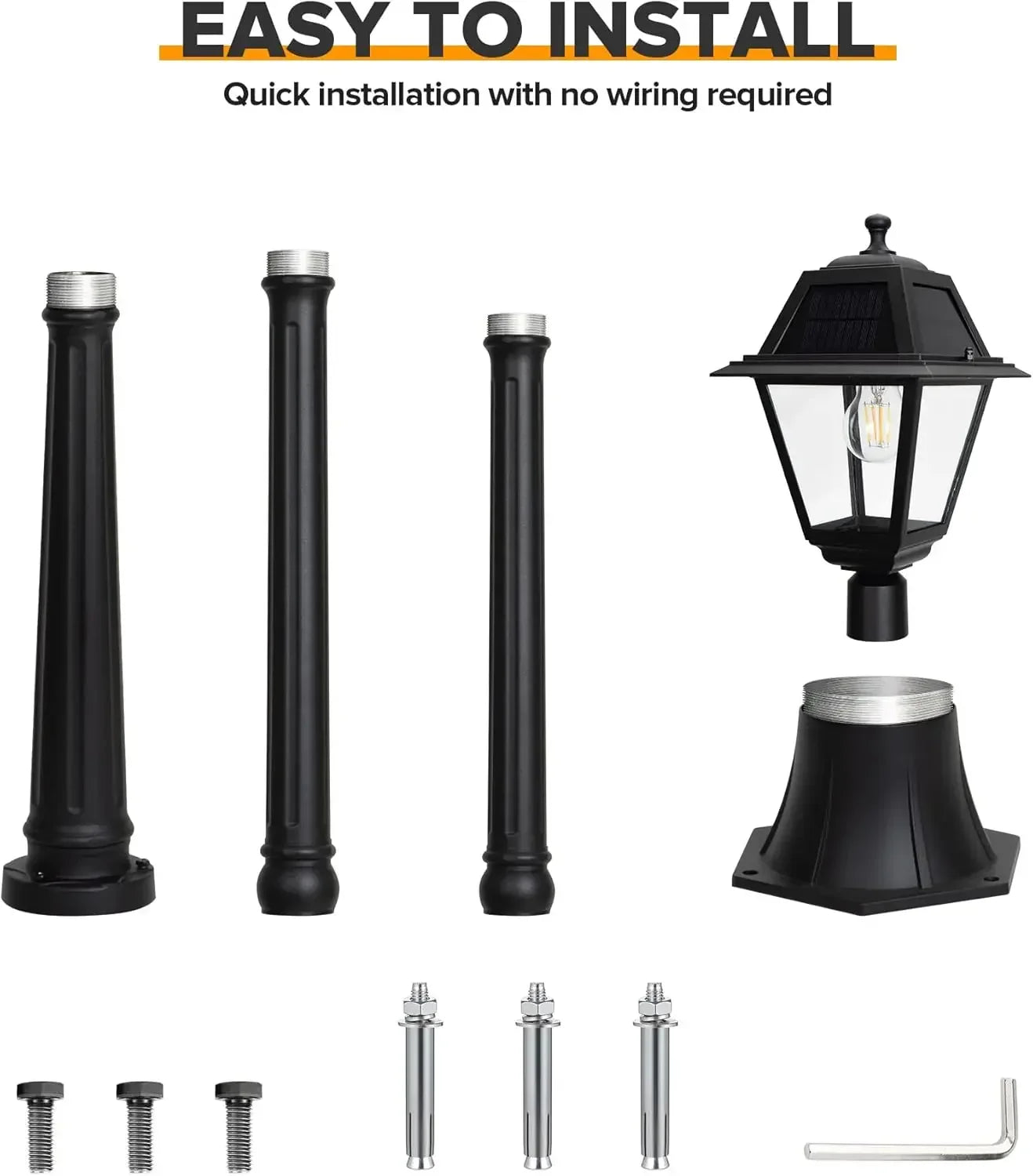 LED Solar Post Street Light - 200 Lumens 2700K