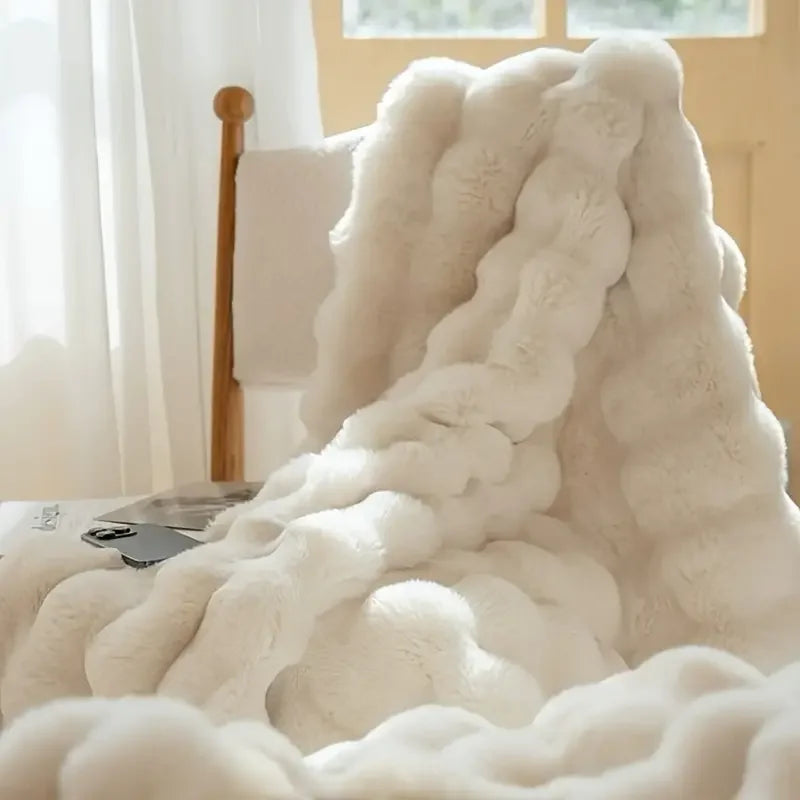 Faux Rabbit Fleece Blanket or Throw