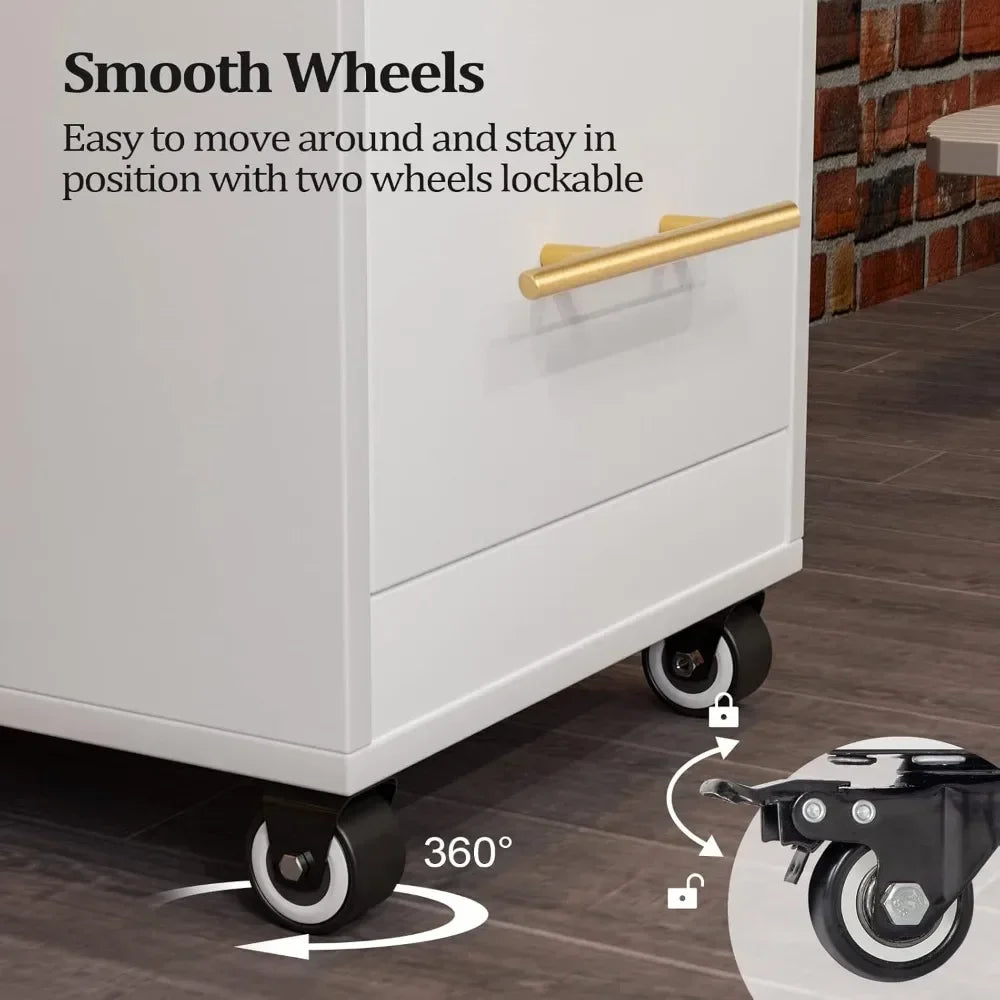 3-Drawer Rolling Salon/Kitchen Trolley Cart with Wheels with Hot Tool Holder