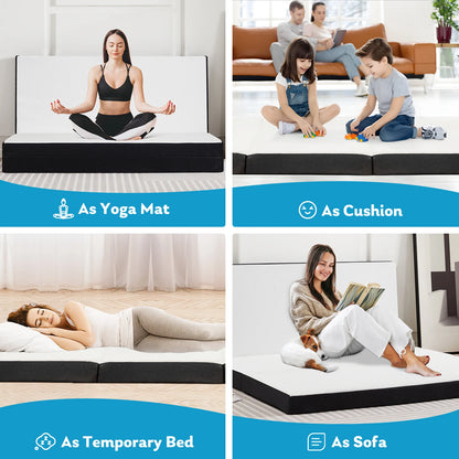 Three Fold Portable Floor Bed - Certified By CertiPUR-US - Suitable For Travel, Camping, and Yoga