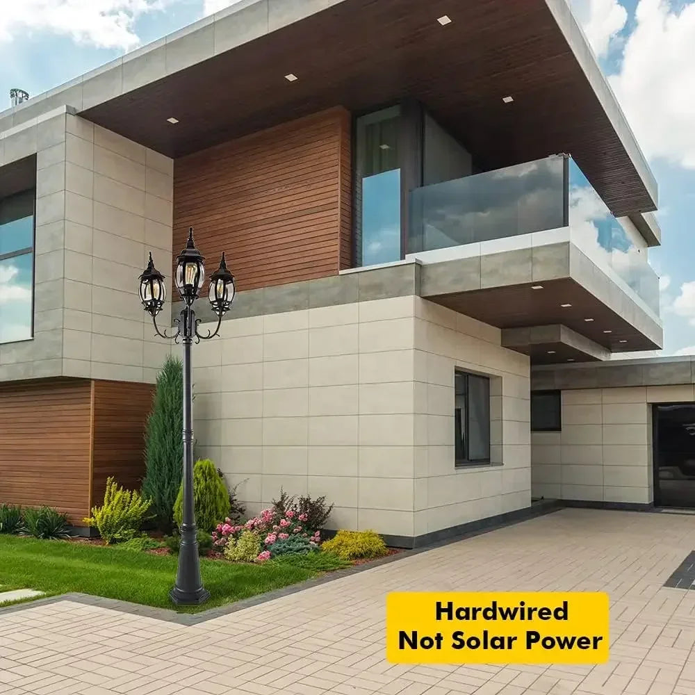 Hardwired Triple-Head Vintage LED Street Light