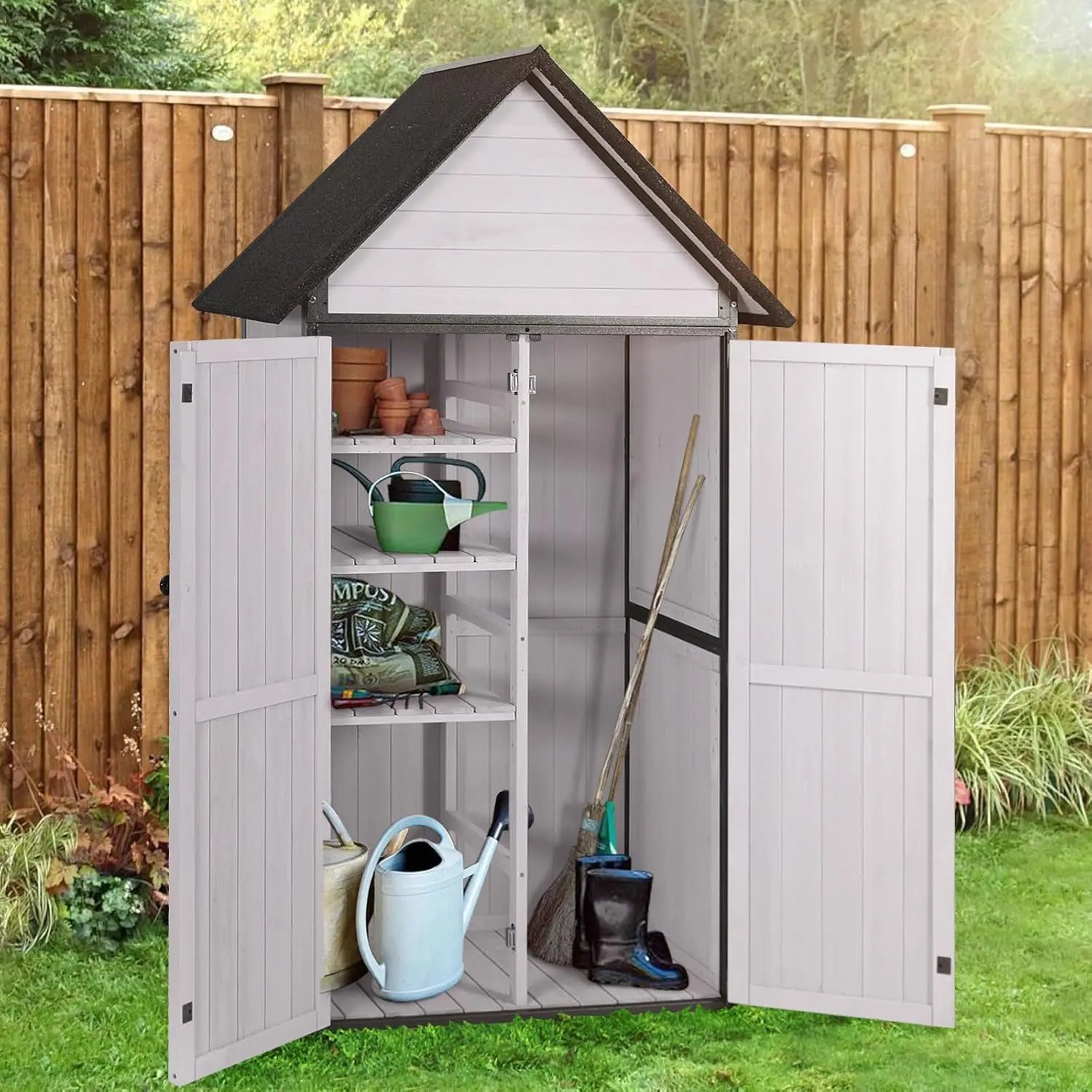 RED Outdoor Wooden Tool Storage Shed  Shed with Waterproof Roof