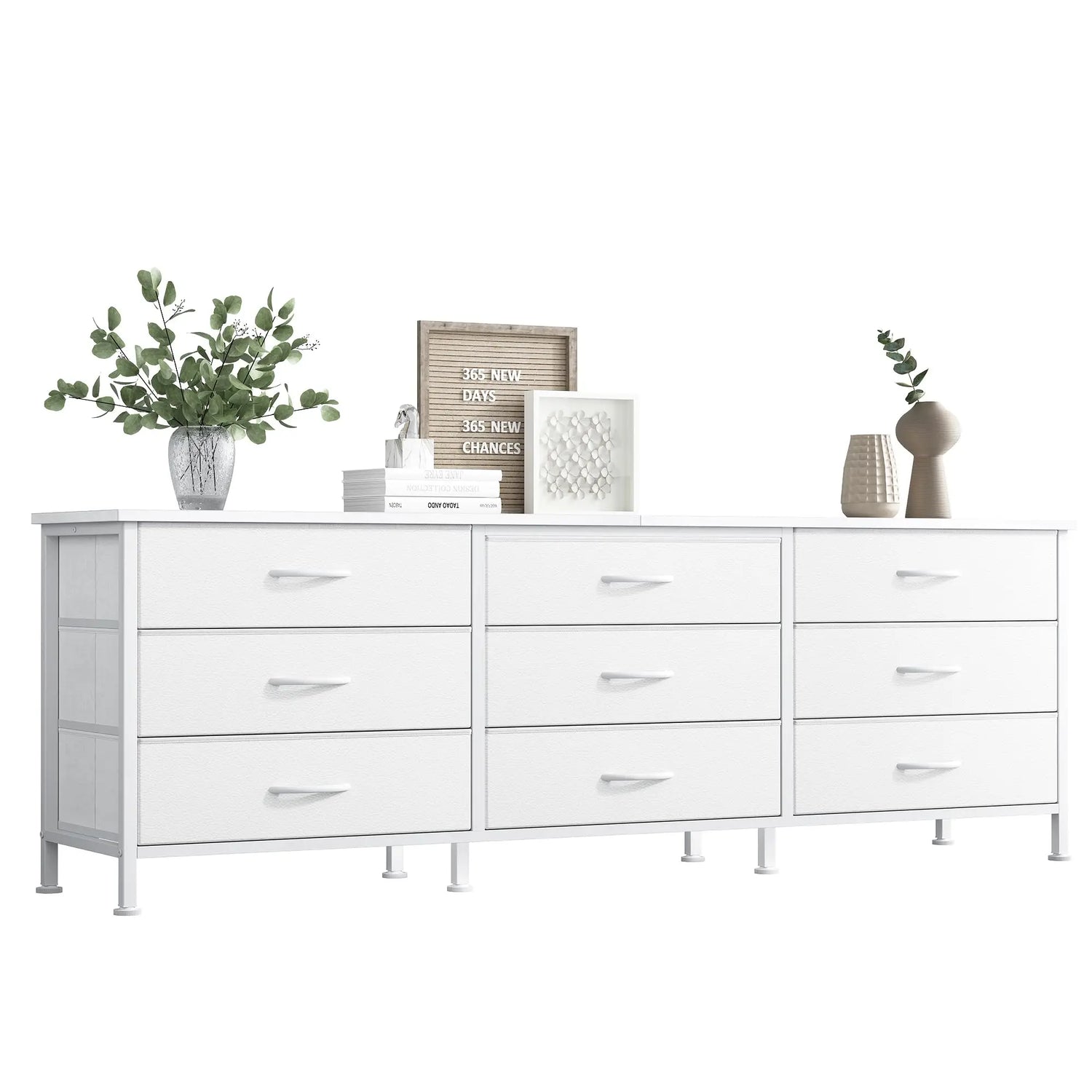 Dining Room Cabinet With 9 Fabric Drawers - Long Entertainment Center for up to 75 Inch TV