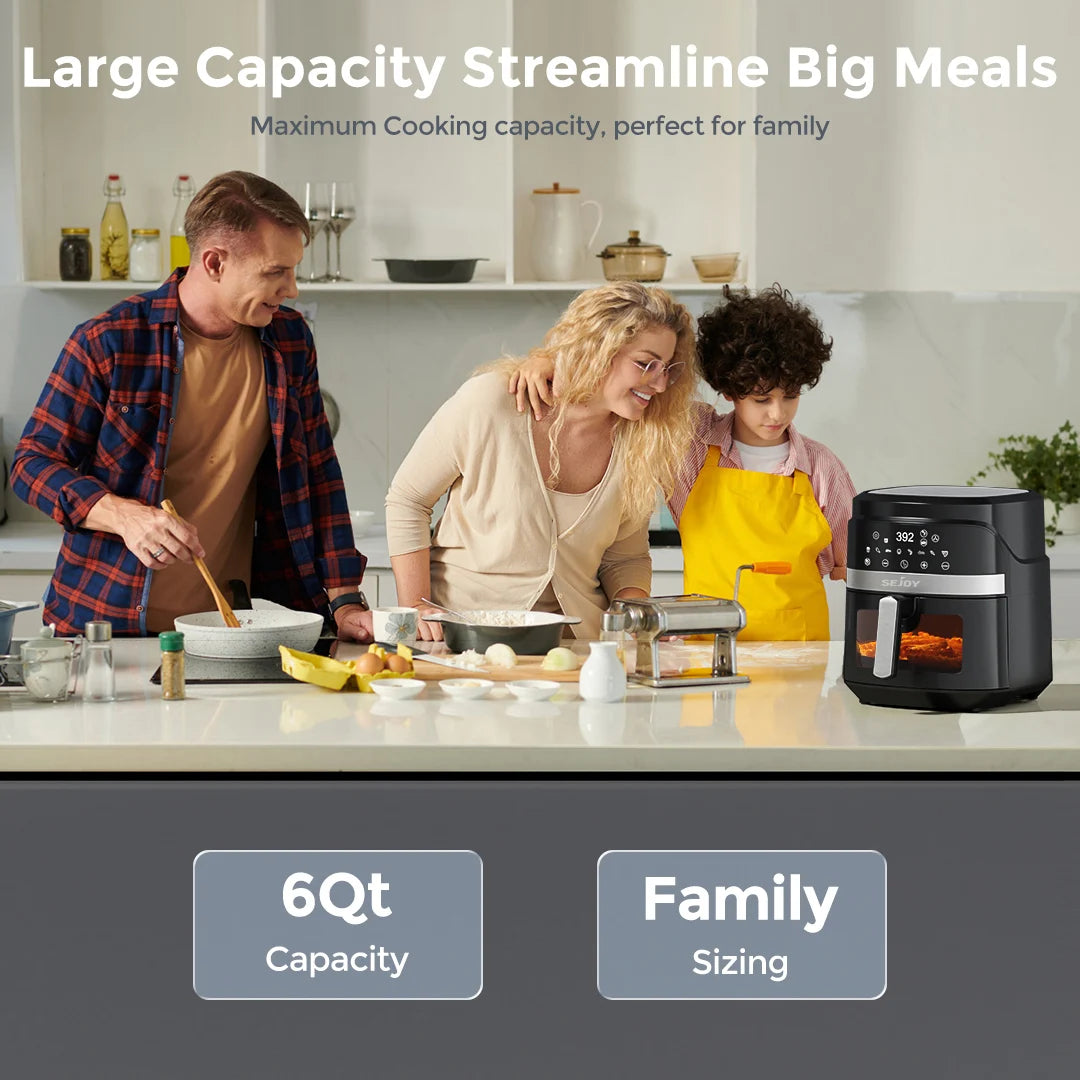 8-in-1 6 Qt, Premium Ceramic Air Fryer with Precise Heating - Roast, Bake, Broil