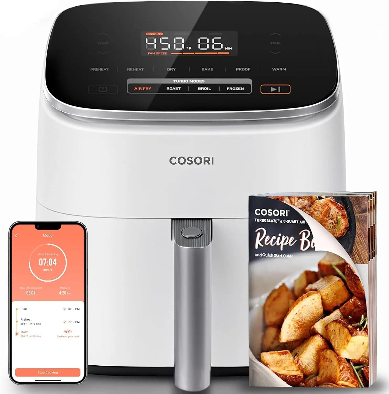 9-in-1 Turbo-Blaze Air Fryer 6 Qt, Smart Control, 90°–450°F, Shake Reminders, Precise Heating for Even Results