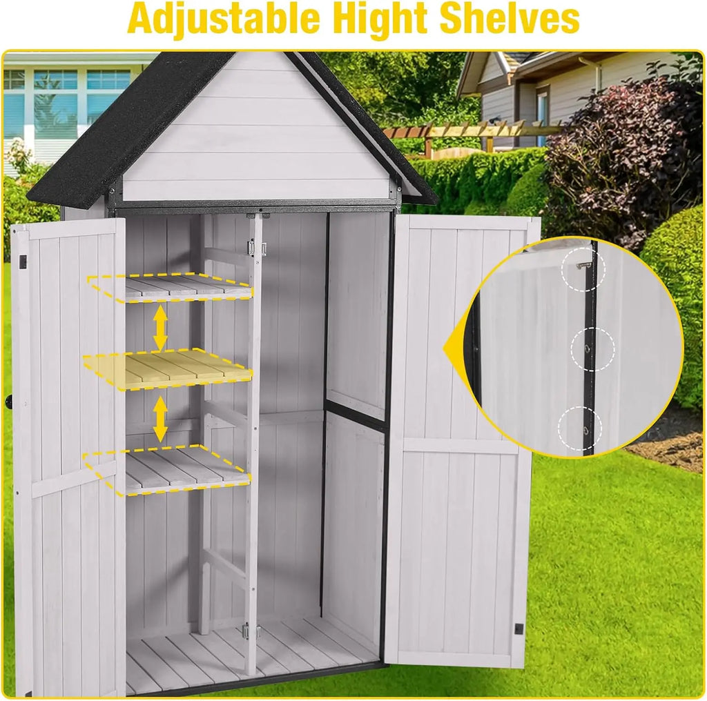 RED Outdoor Wooden Tool Storage Shed  Shed with Waterproof Roof