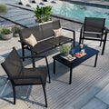 4-Piece Outdoor Patio Set with Loveseat, 2 Chairs & Glass Table