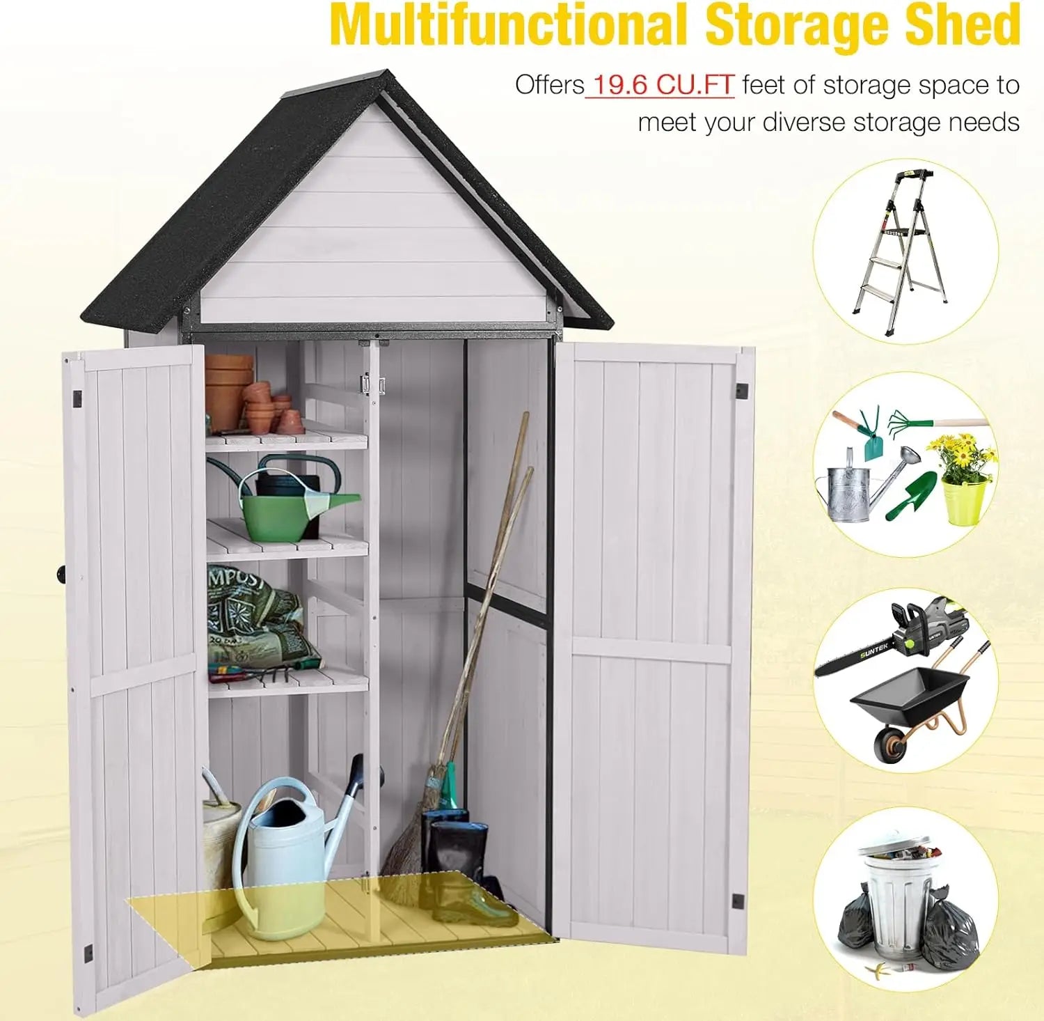 RED Outdoor Wooden Tool Storage Shed  Shed with Waterproof Roof