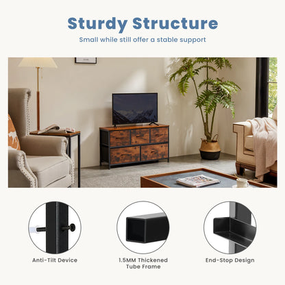 Multi-Purpose Dresser or Buffet with 5 Fabric Drawers