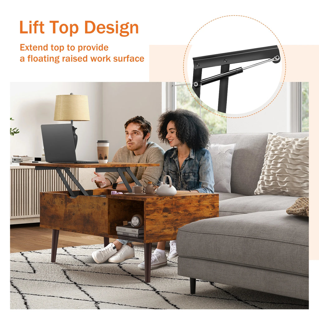 Lift Top Tea Wood Coffee Table & Desk