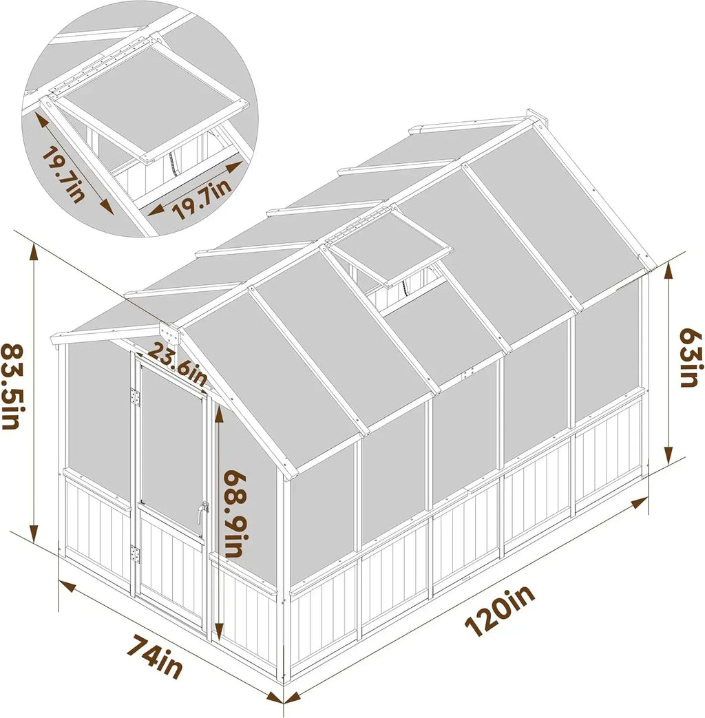 6' x 10' Walk-in Greenhouse with Lockable Door