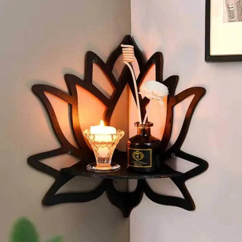 Wall Mount Lotus-Flower Essential Oil Candle Holder Shelf