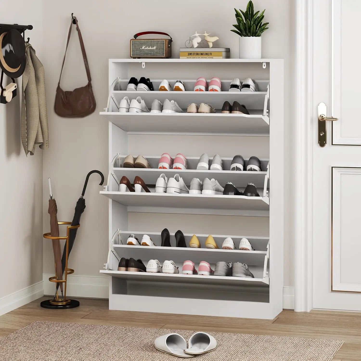 Shoe Cabinet with 3 Flip Drawers