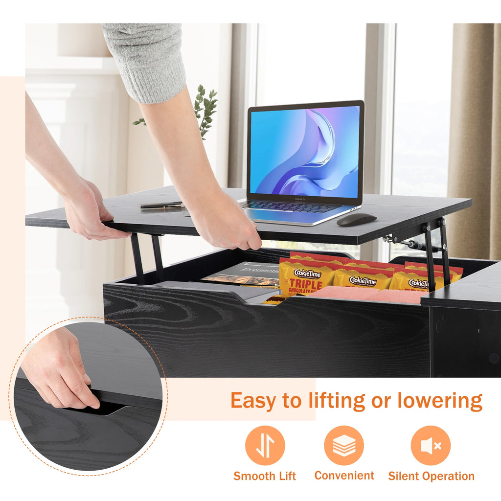 Lift Top Tea Wood Coffee Table & Desk