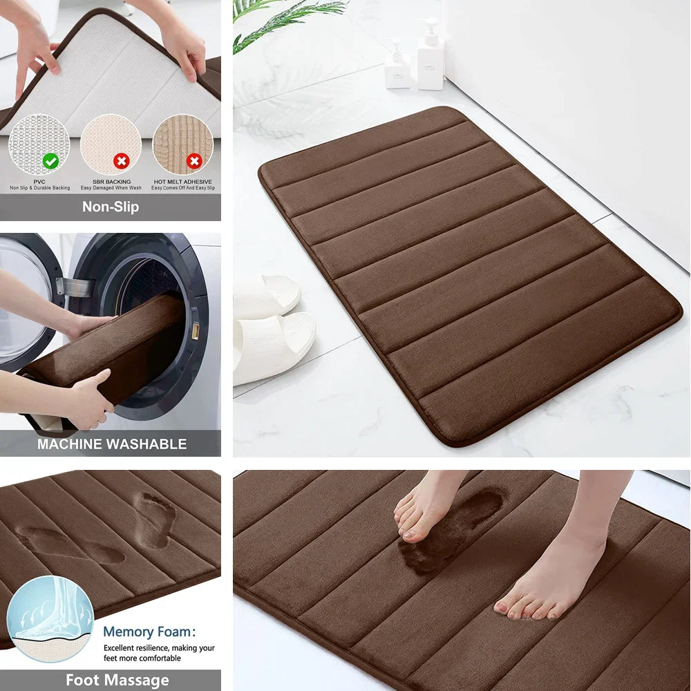Super Absorbent Non-Slip Bath Mat with Memory Foam