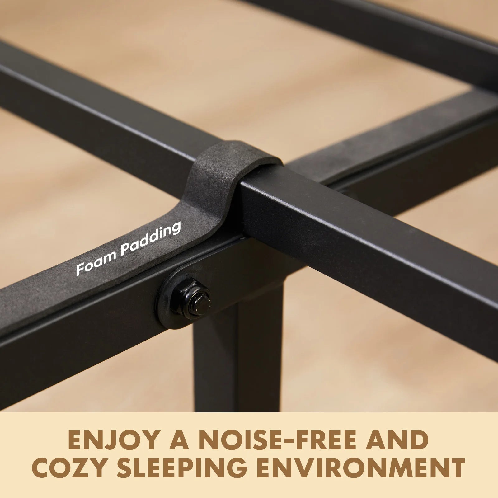 Wooden Headboard and Metal Platform Bed Frame - No Box Spring Needed - 700LBS capacity with sturdy Wooden Slats
