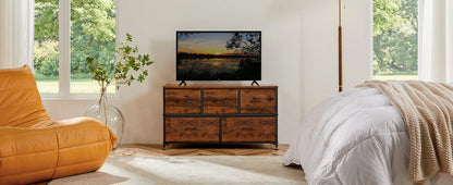 Multi-Purpose Dresser or Buffet with 5 Fabric Drawers