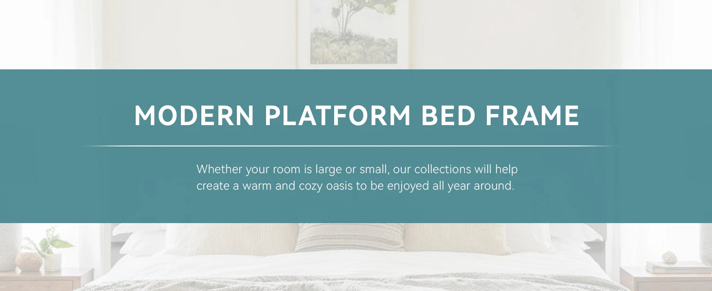 Bed Frame with Adjustable Headboard, Soft Linen Fabric, Strong Supporting Structure