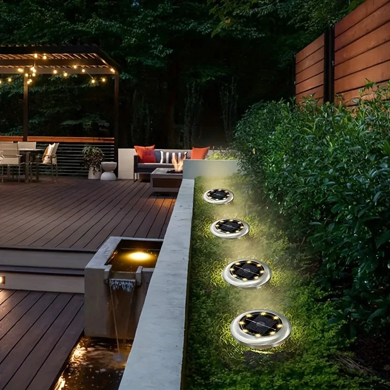 8 Outdoor LED Solar Disk Lights