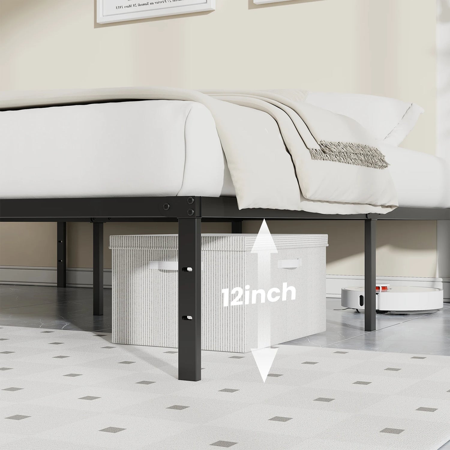 Twin, Full, Queen or King Size Metal Platform Bed Frame with Storage Space