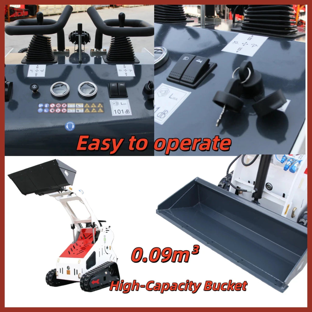 Electric Start Skid Steer Loader Crawler with 14HP Hydraulic System