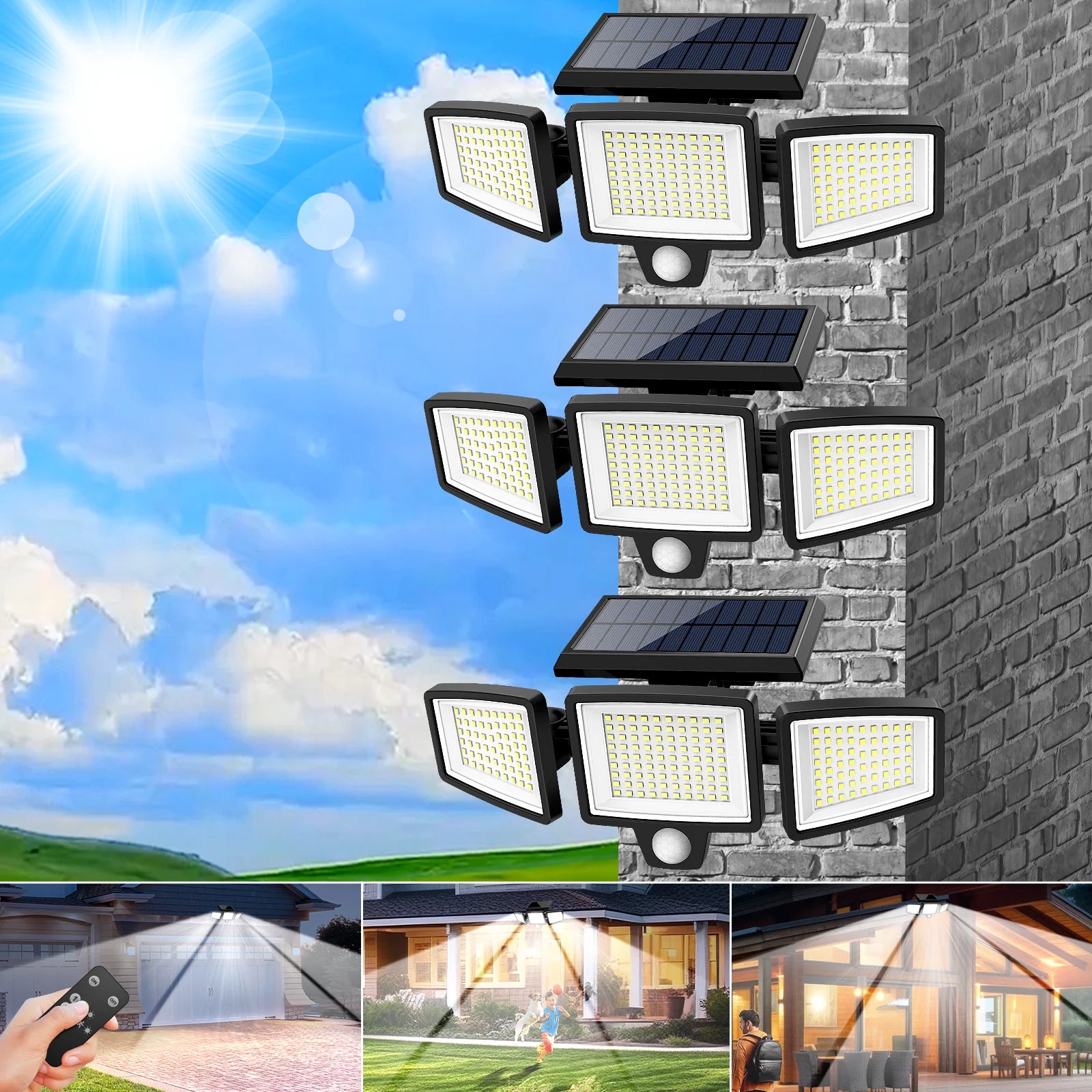 3-Pack Outdoor Motion Sensor Solar Lights