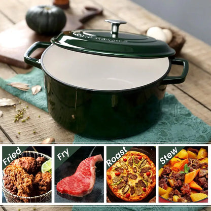 7.5 Quart Green Enameled Cast Iron Dutch Oven Pot With Lid