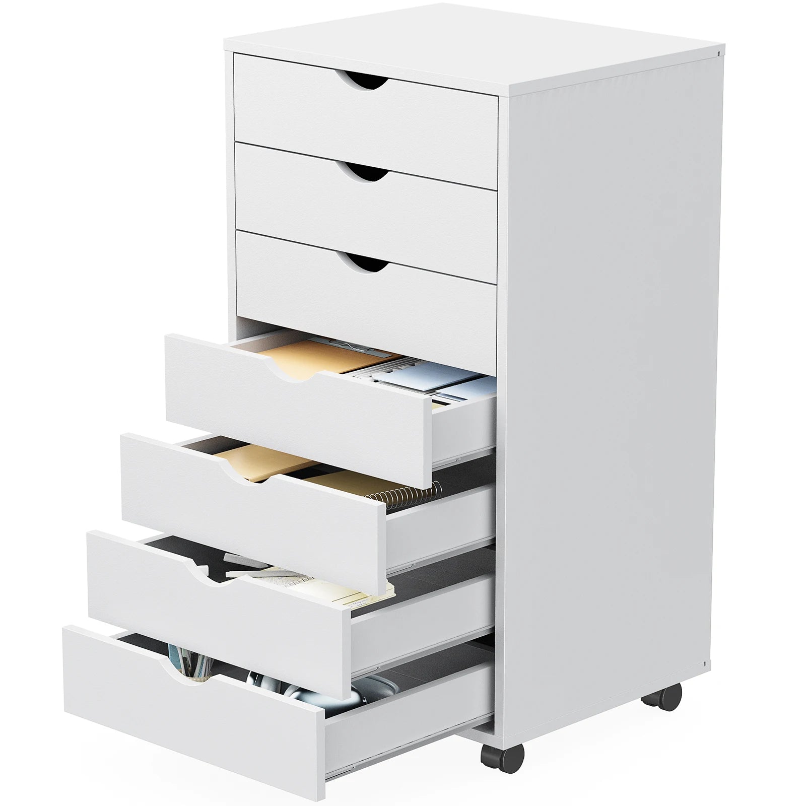 7 Drawer Wooden Dresser or Office Mobile Cabinet with Wheels