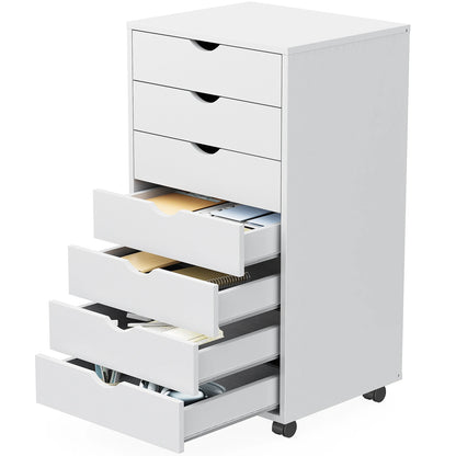 7 Drawer Wooden Dresser or Office Mobile Cabinet with Wheels
