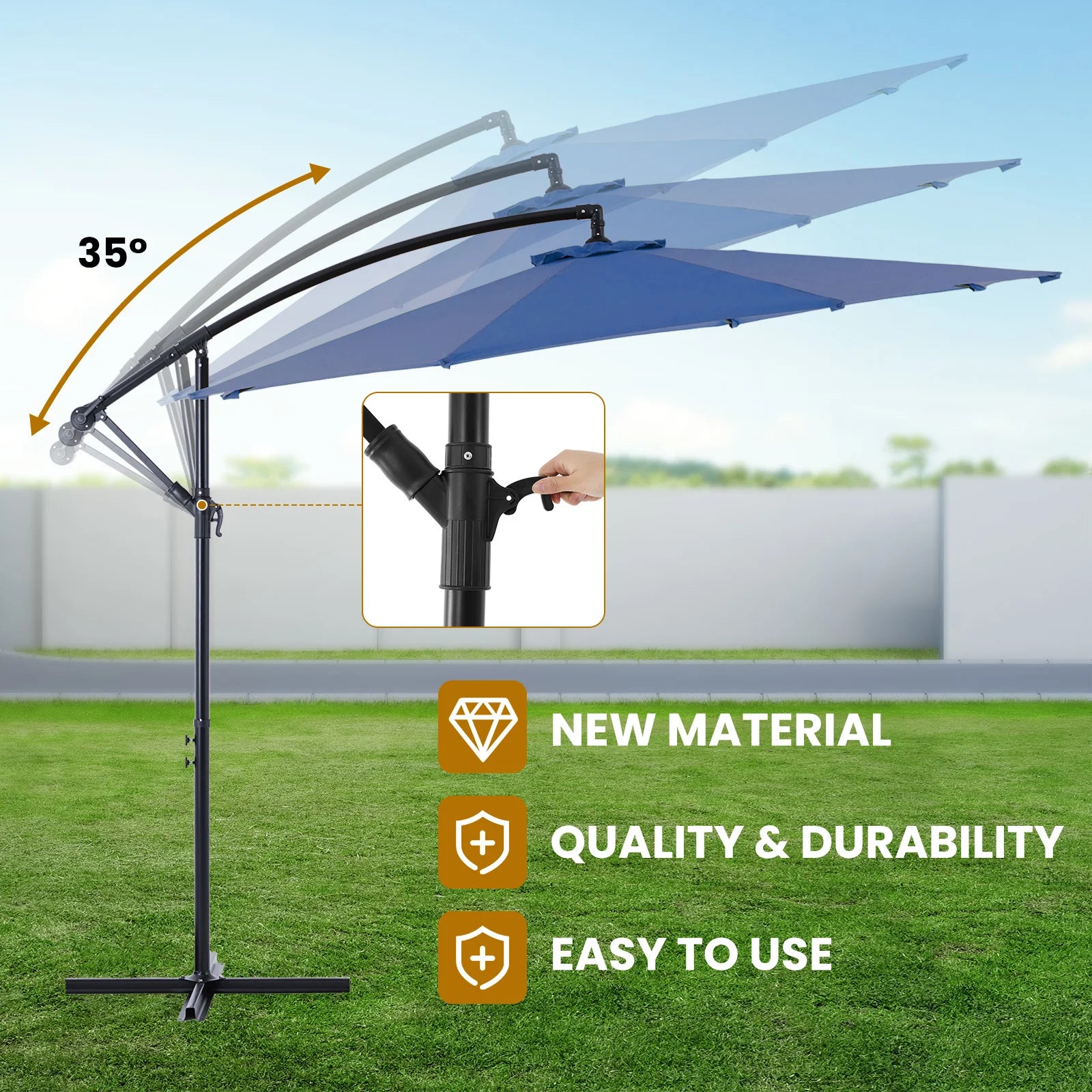10' Outdoor Patio Umbrella with Hanging Cantilever