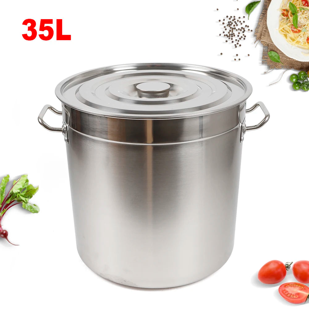 9 Qt. Multipurpose Thick Stainless Steel Cooking Soup Pot with Lid &amp; Handles for Home Restaurant