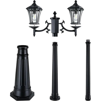 85" 2-Head Solar Dusk to Dawn Lamp Post Light