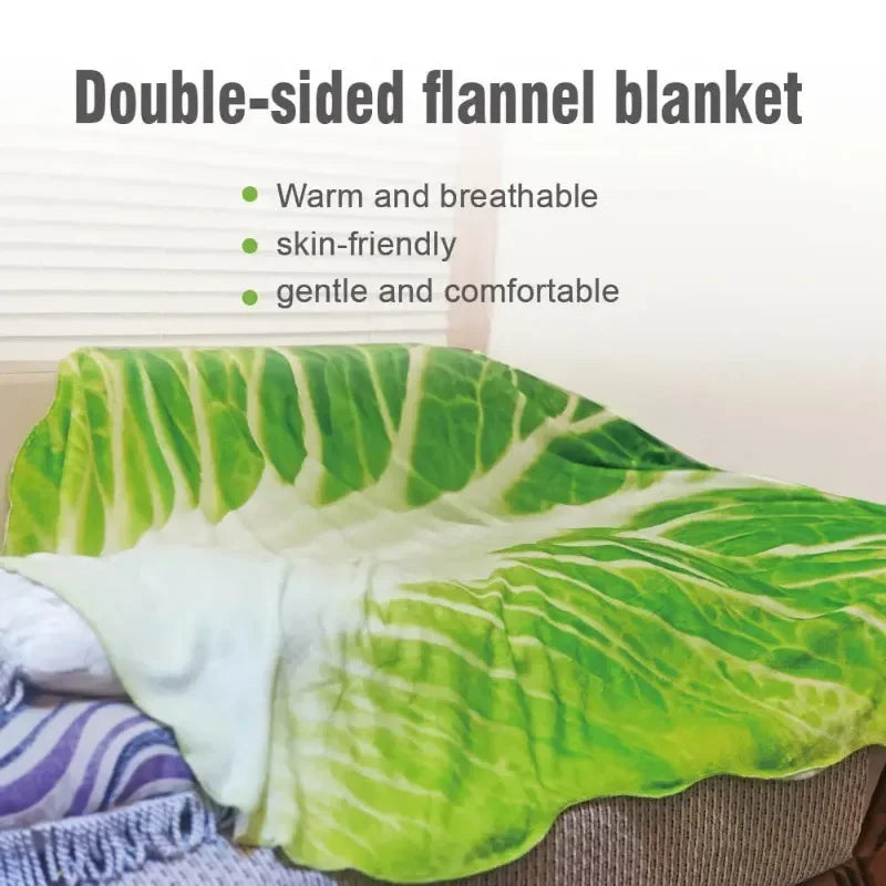 Double-Sided Flannel Sofa or Bed Cabbage Blanket